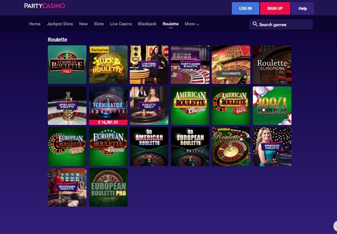 PartyCasino screenshot